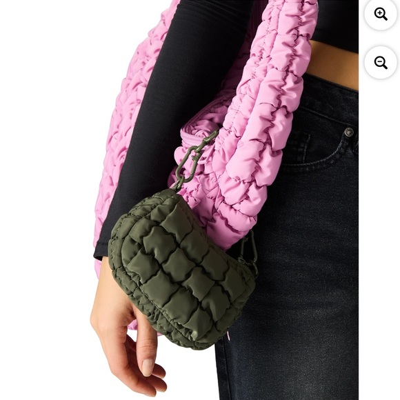 Oversized Quilted Puffy Rose Pink Lilac Hobo Shoulder Carryall Bag NWT - Picture 6 of 15